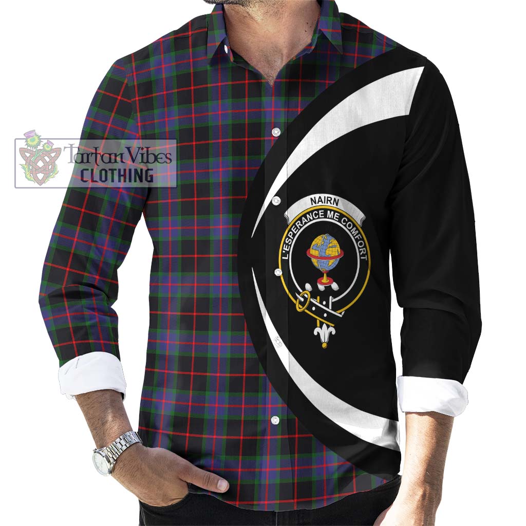 Nairn Tartan Long Sleeve Button Up with Family Crest Circle Style - Tartan Vibes Clothing