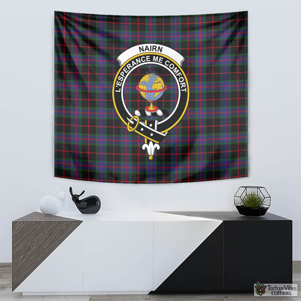 Nairn Tartan Tapestry Wall Hanging and Home Decor for Room with Family Crest - Tartan Vibes Clothing