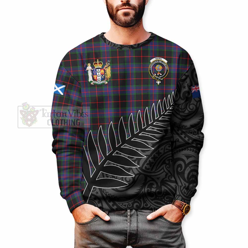 Nairn Crest Tartan Sweatshirt with New Zealand Silver Fern Half Style - Tartan Vibes Clothing