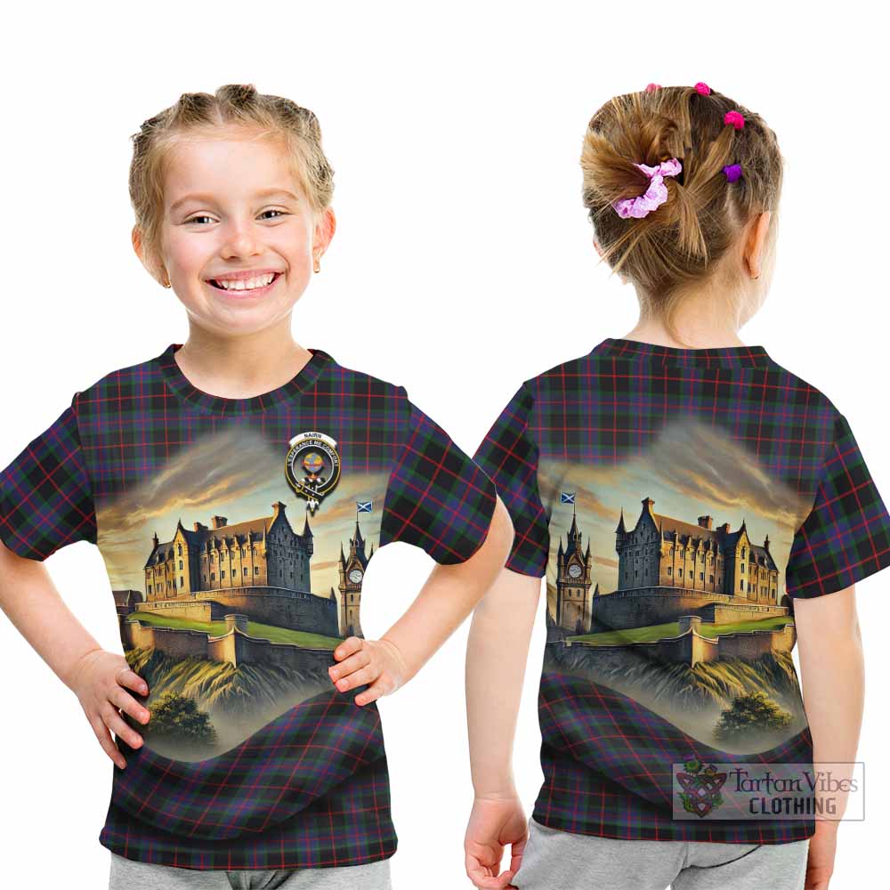 Nairn Tartan Family Crest Kid T-Shirt with Scottish Ancient Castle Style - Tartan Vibes Clothing