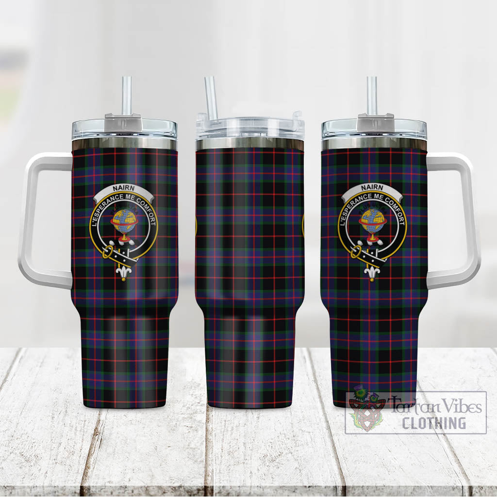 Nairn Tartan Tumbler with Handle with Family Crest - Tartan Vibes Clothing