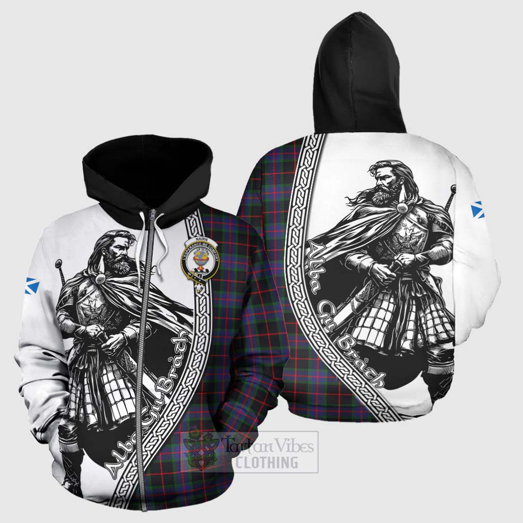 Nairn Tartan Clan Crest Hoodie with Highlander Warrior Celtic Style - Tartan Vibes Clothing
