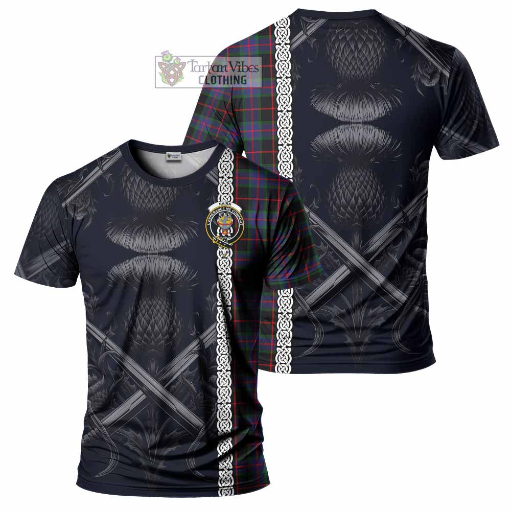 Nairn Tartan T-Shirt with Family Crest Cross Sword Thistle Celtic Vibes - Tartan Vibes Clothing