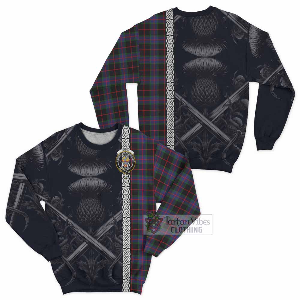Nairn Tartan Sweatshirt with Family Crest Cross Sword Thistle Celtic Vibes - Tartan Vibes Clothing