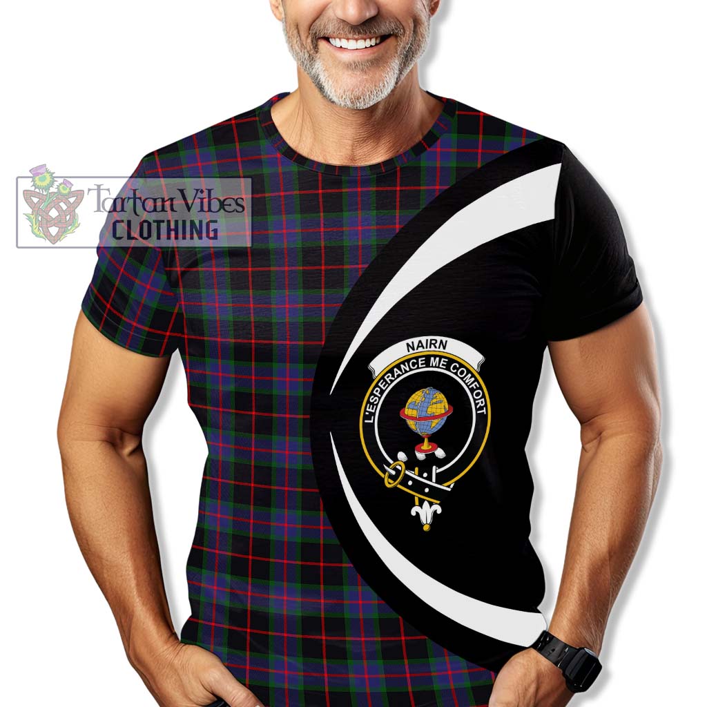 Nairn Tartan T-Shirt with Family Crest Circle Style - Tartan Vibes Clothing