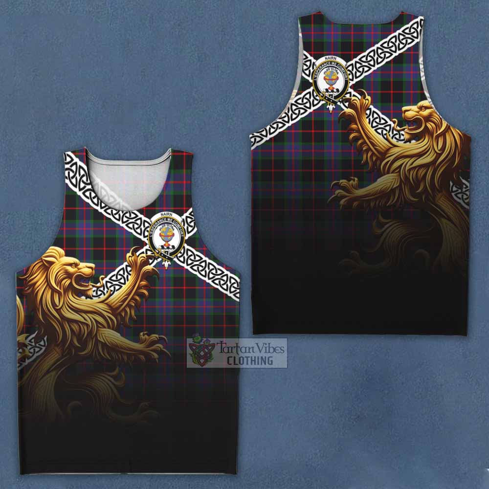 Nairn Crest Tartan Men's Tank Top with Golden Lion Emblem Celtic Style - Tartan Vibes Clothing