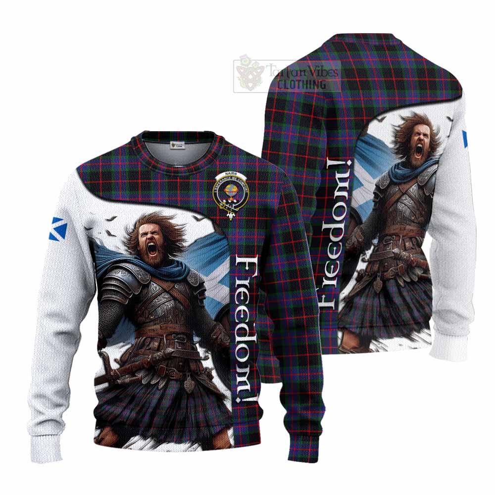Tartan Vibes Clothing Nairn Crest Tartan Knitted Sweater Inspired by the Freedom of Scottish Warrior