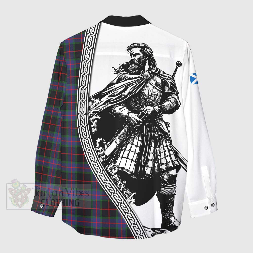 Nairn Tartan Clan Crest Women's Casual Shirt with Highlander Warrior Celtic Style - Tartan Vibes Clothing