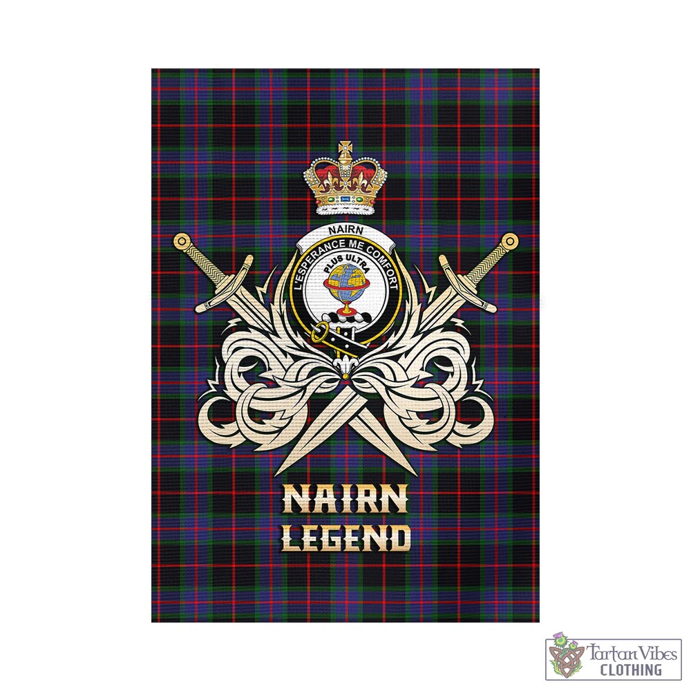Tartan Vibes Clothing Nairn Tartan Flag with Clan Crest and the Golden Sword of Courageous Legacy