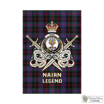 Tartan Vibes Clothing Nairn Tartan Flag with Clan Crest and the Golden Sword of Courageous Legacy