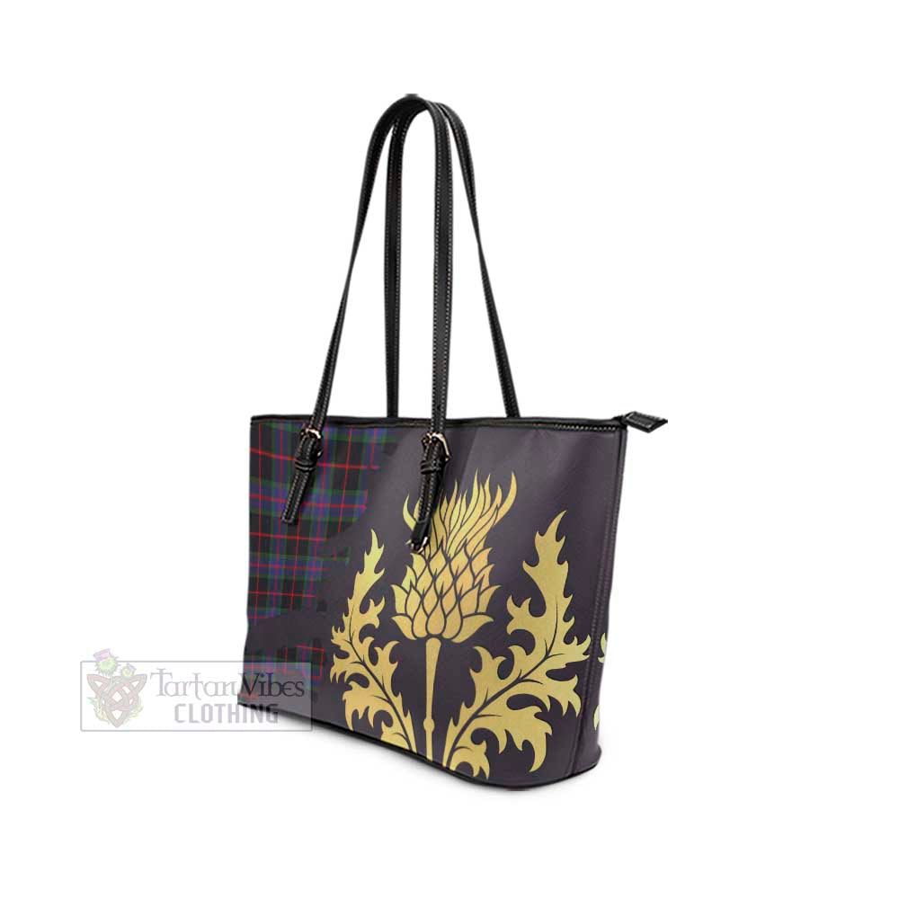 Nairn Tartan Leather Tote Bag Gold Thistle Style - Tartan Vibes Clothing