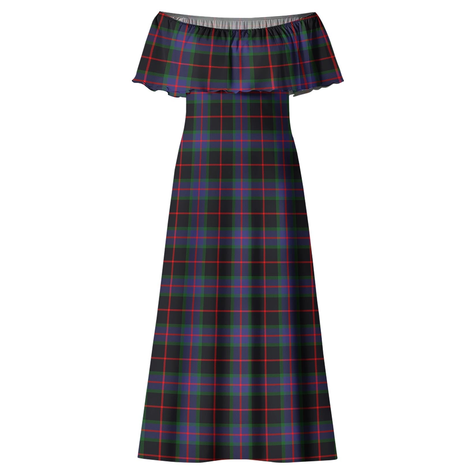 Nairn Tartan Off Shoulder Long Dress - Tartan Vibes Clothing