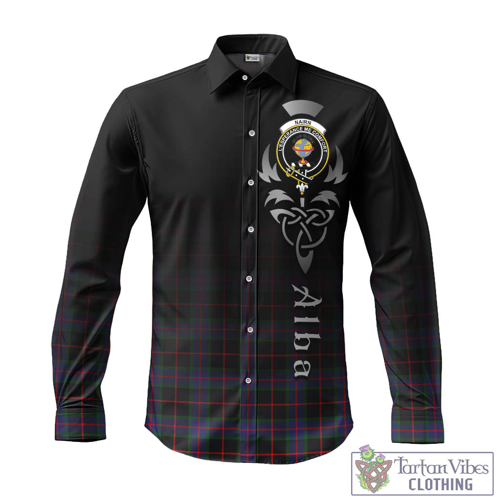 Nairn Tartan Long Sleeve Button Up Featuring Alba Gu Brath Family Crest Celtic Inspired - Tartan Vibes Clothing