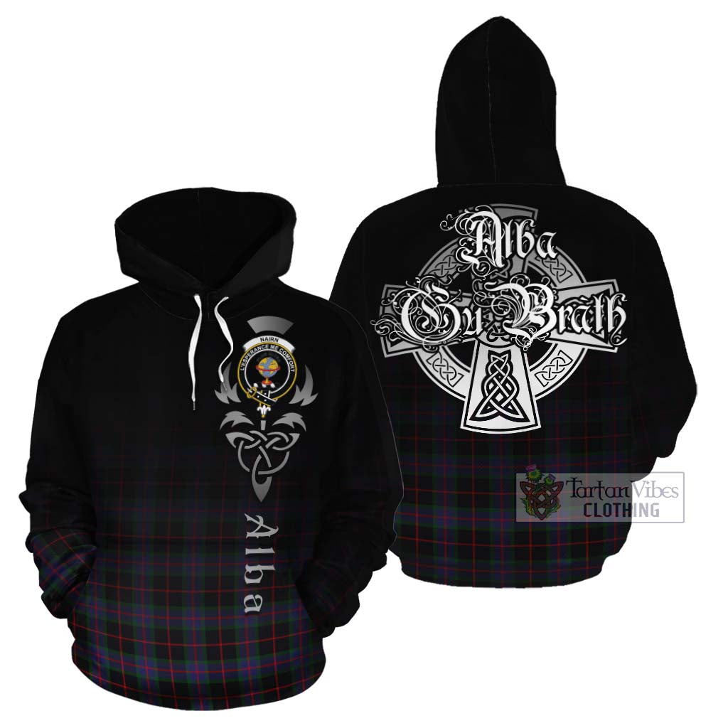 Tartan Vibes Clothing Nairn Tartan Cotton Hoodie Featuring Alba Gu Brath Family Crest Celtic Inspired