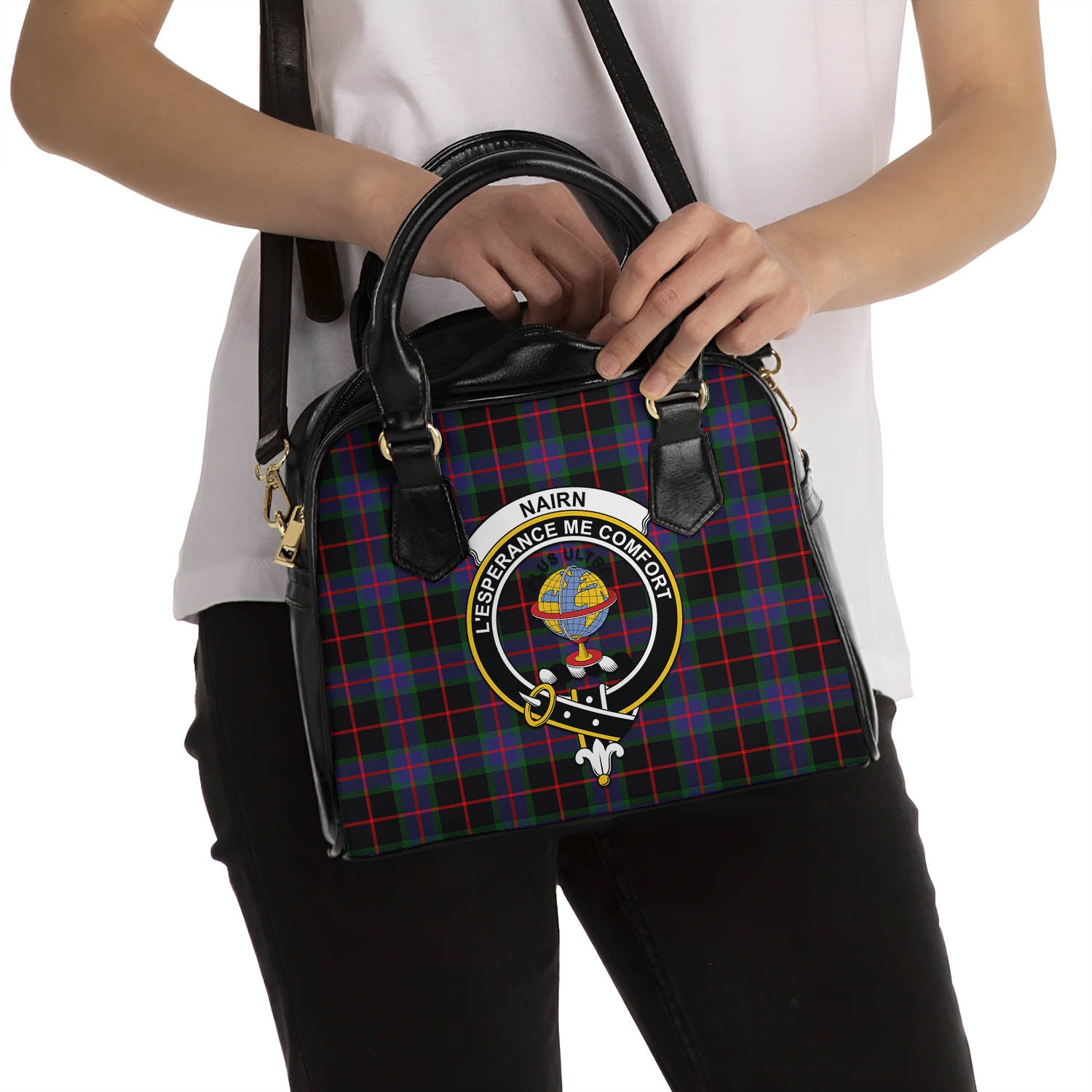 Nairn Tartan Shoulder Handbags with Family Crest - Tartan Vibes Clothing