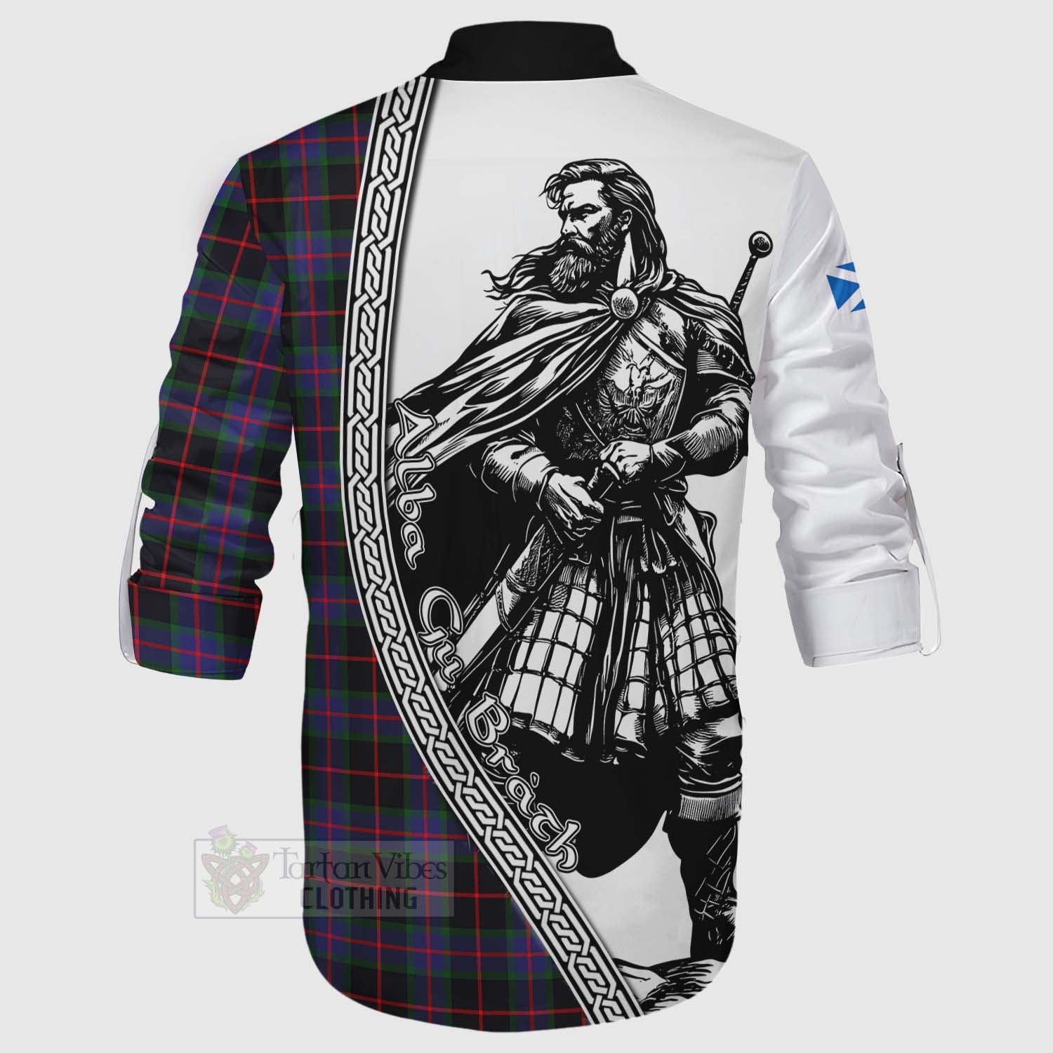 Nairn Tartan Clan Crest Ghillie Kilt Shirt with Highlander Warrior Celtic Style - Tartan Vibes Clothing