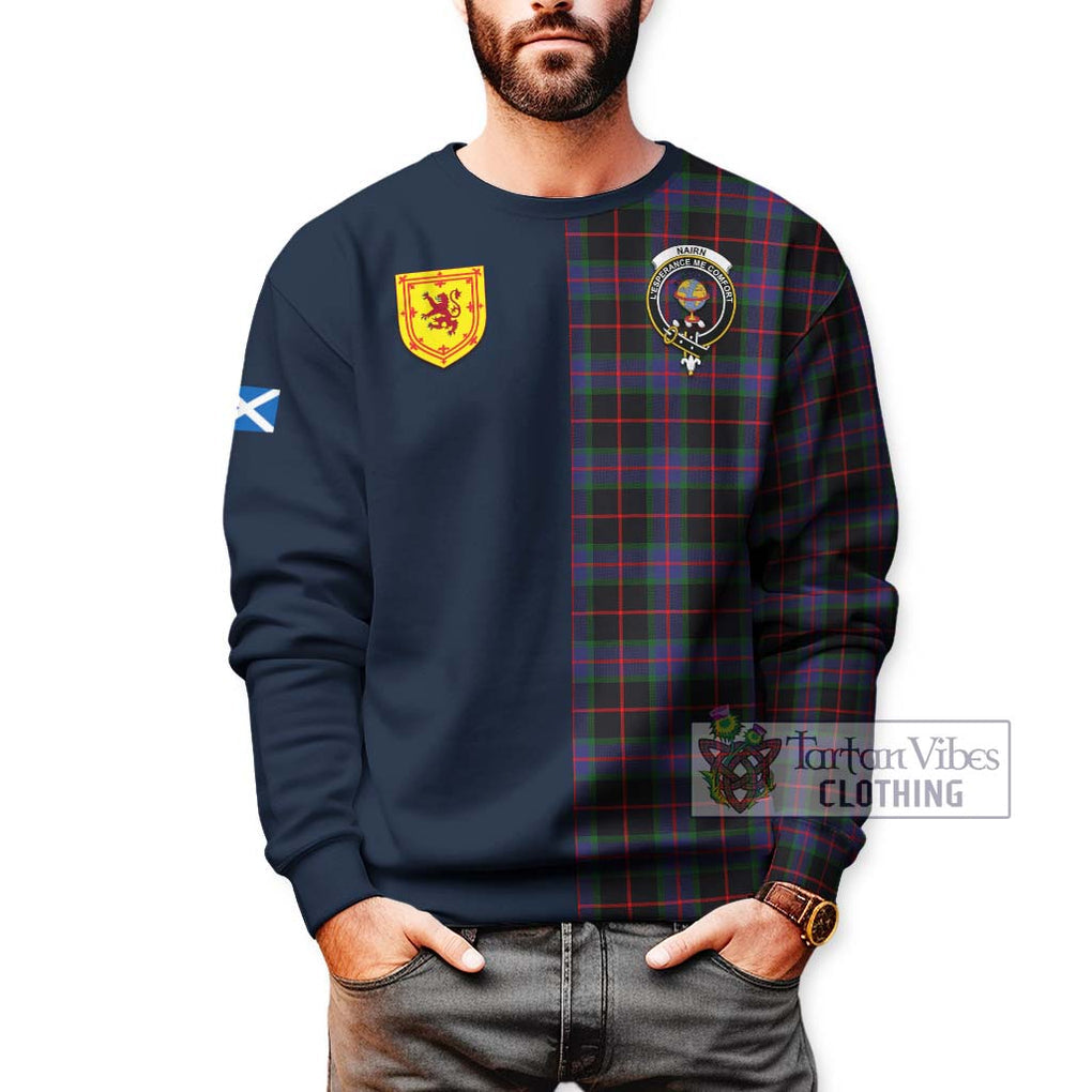 Nairn Tartan Sweatshirt Alba with Scottish Lion Royal Arm Half Style - Tartan Vibes Clothing