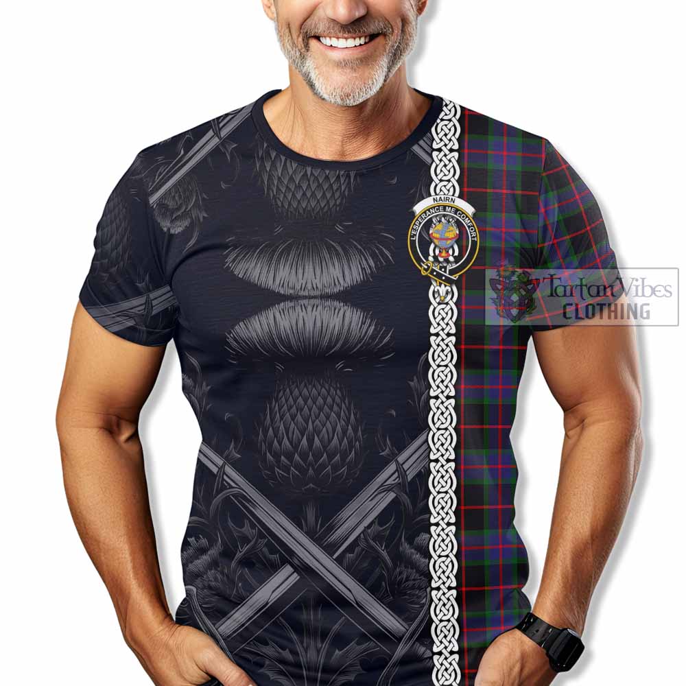 Nairn Tartan T-Shirt with Family Crest Cross Sword Thistle Celtic Vibes - Tartan Vibes Clothing