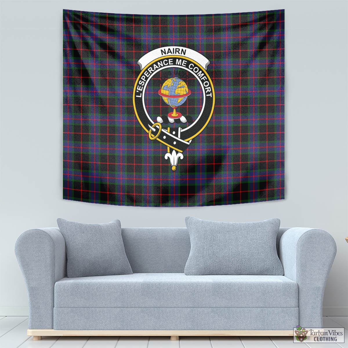 Nairn Tartan Tapestry Wall Hanging and Home Decor for Room with Family Crest - Tartan Vibes Clothing