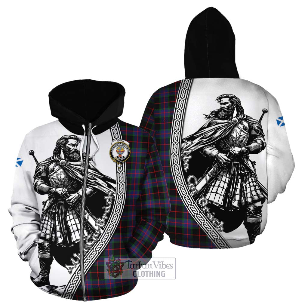 Nairn Tartan Clan Crest Cotton Hoodie with Highlander Warrior Celtic Style - Tartan Vibes Clothing
