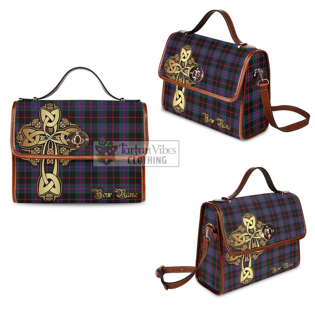 Tartan Vibes Clothing Nairn Tartan Waterproof Canvas Bag Golden Thistle Celtic Cross Style