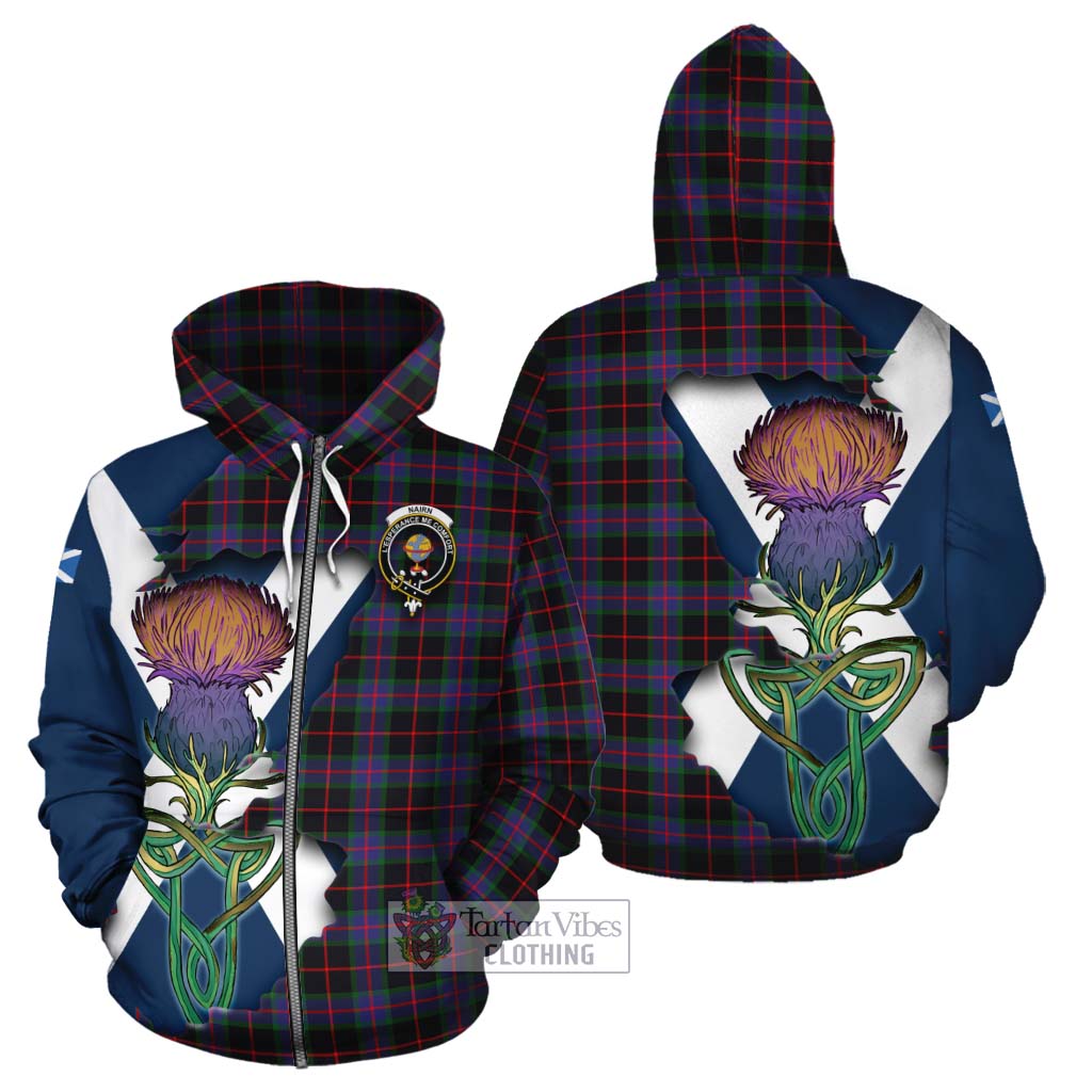 Nairn Tartan Family Crest Cotton Hoodie Scottish Thistle Celtic Inspired Zip Hoodie - Tartan Vibes Clothing