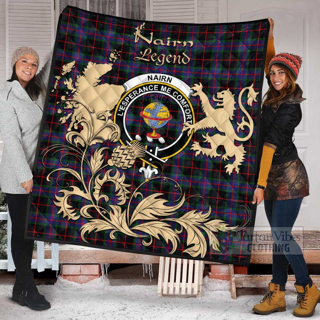 Tartan Vibes Clothing Nairn Tartan Quilt with Family Crest and Scottish Symbol Style