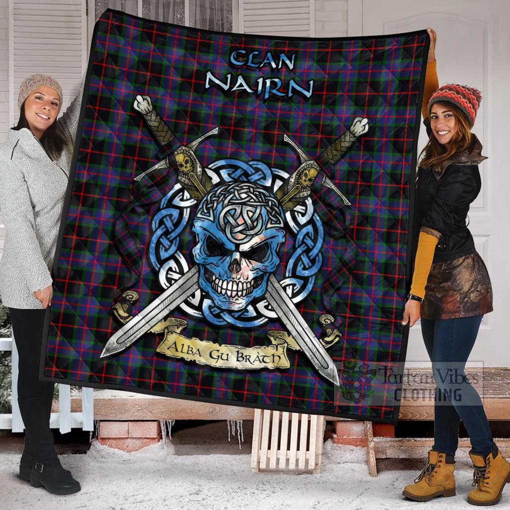 Nairn Tartan Quilt with Celtic Skull Alba Gu Brath Style - Tartan Vibes Clothing