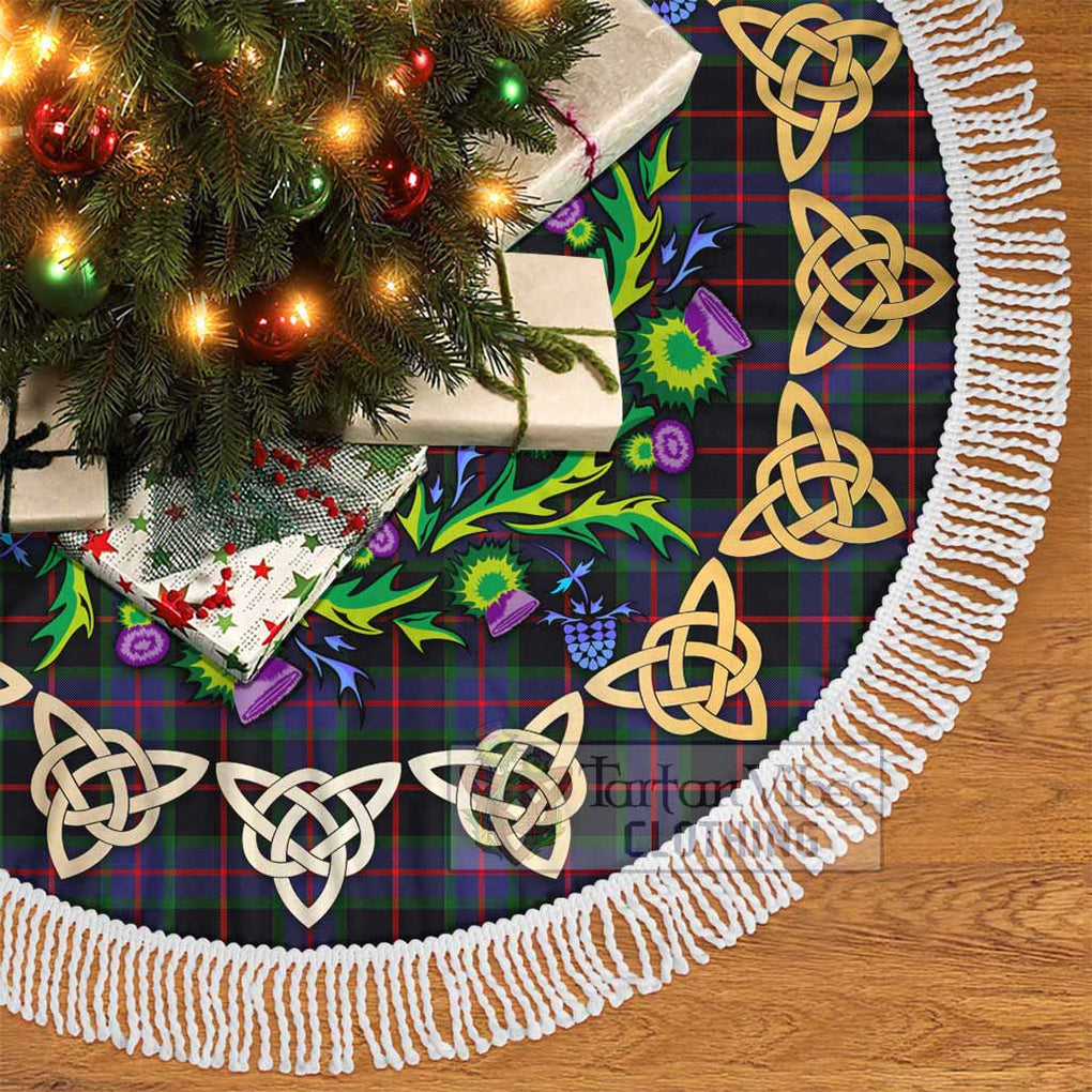 Tartan Vibes Clothing Nairn Tartan Christmas Tree Skirt with Thistle Celtic Knot Style