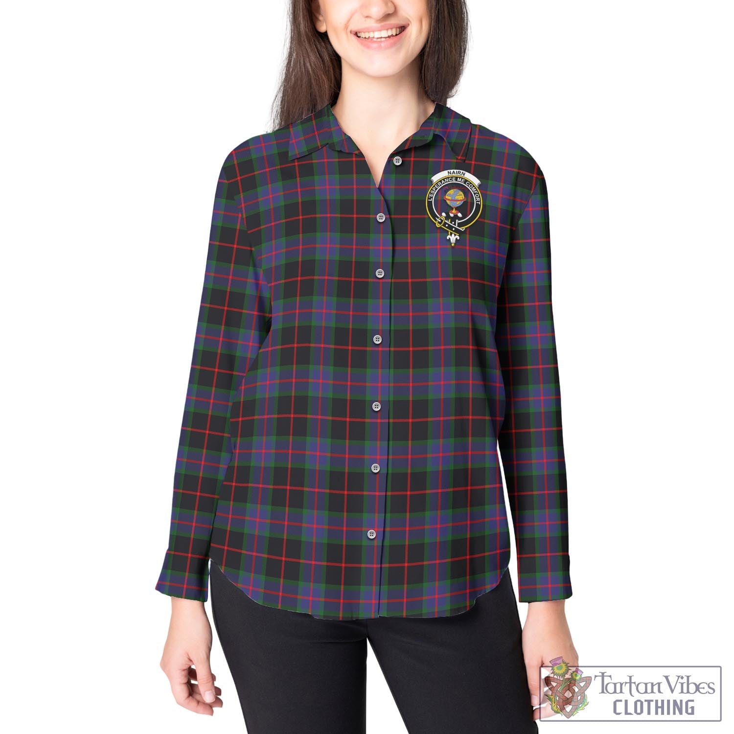Nairn Tartan Women's Casual Shirt with Family Crest - Tartan Vibes Clothing