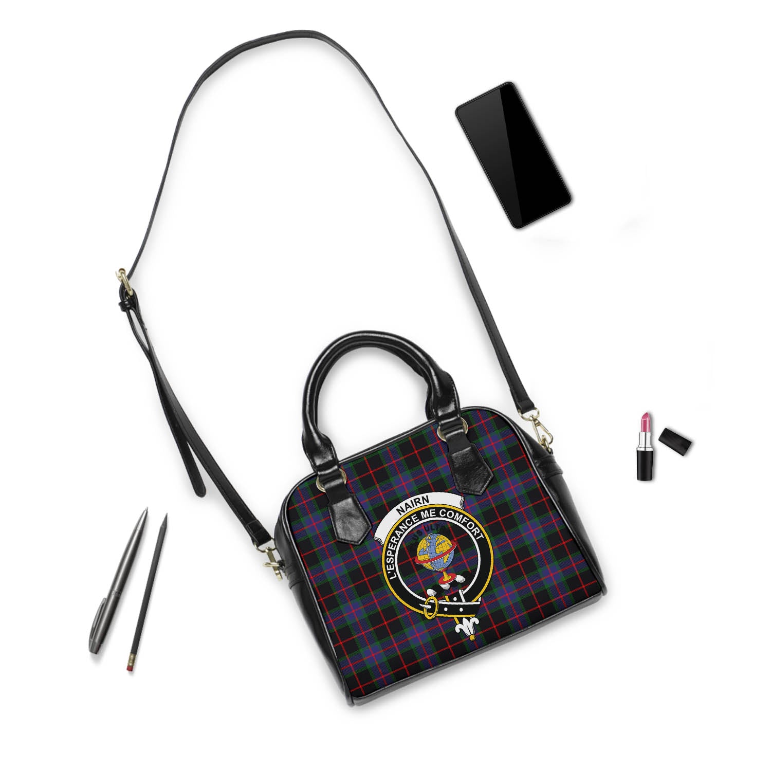 Nairn Tartan Shoulder Handbags with Family Crest - Tartan Vibes Clothing