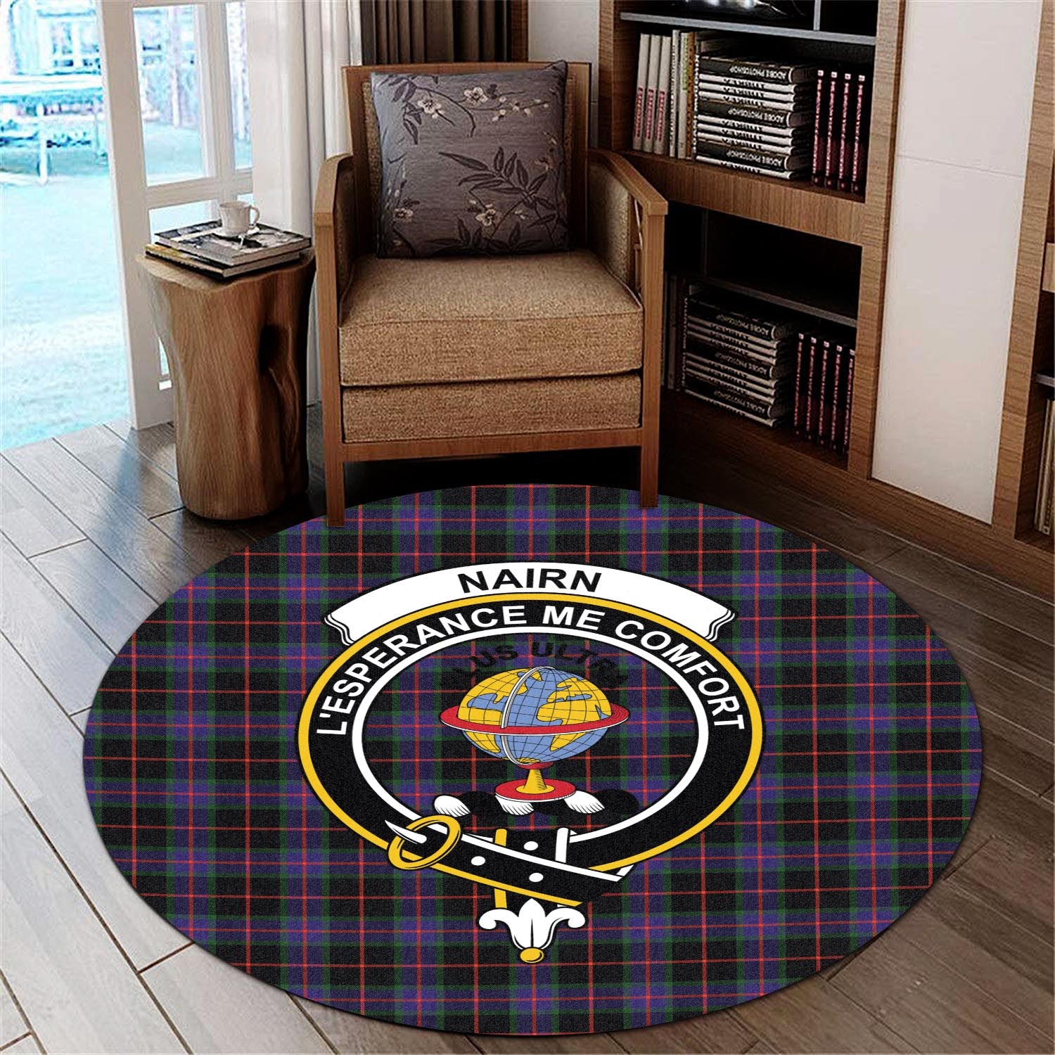 Sutherland Weathered Tartan Crest Round Rug main image 1