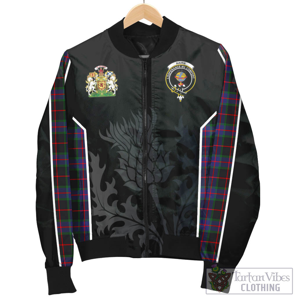 Nairn Tartan Bomber Jacket with Family Crest and Scottish Thistle Vibes Sport Style - Tartan Vibes Clothing