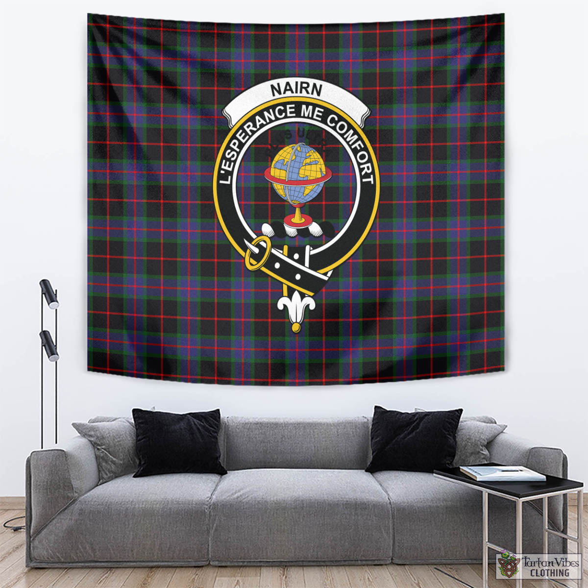 Nairn Tartan Tapestry Wall Hanging and Home Decor for Room with Family Crest - Tartan Vibes Clothing
