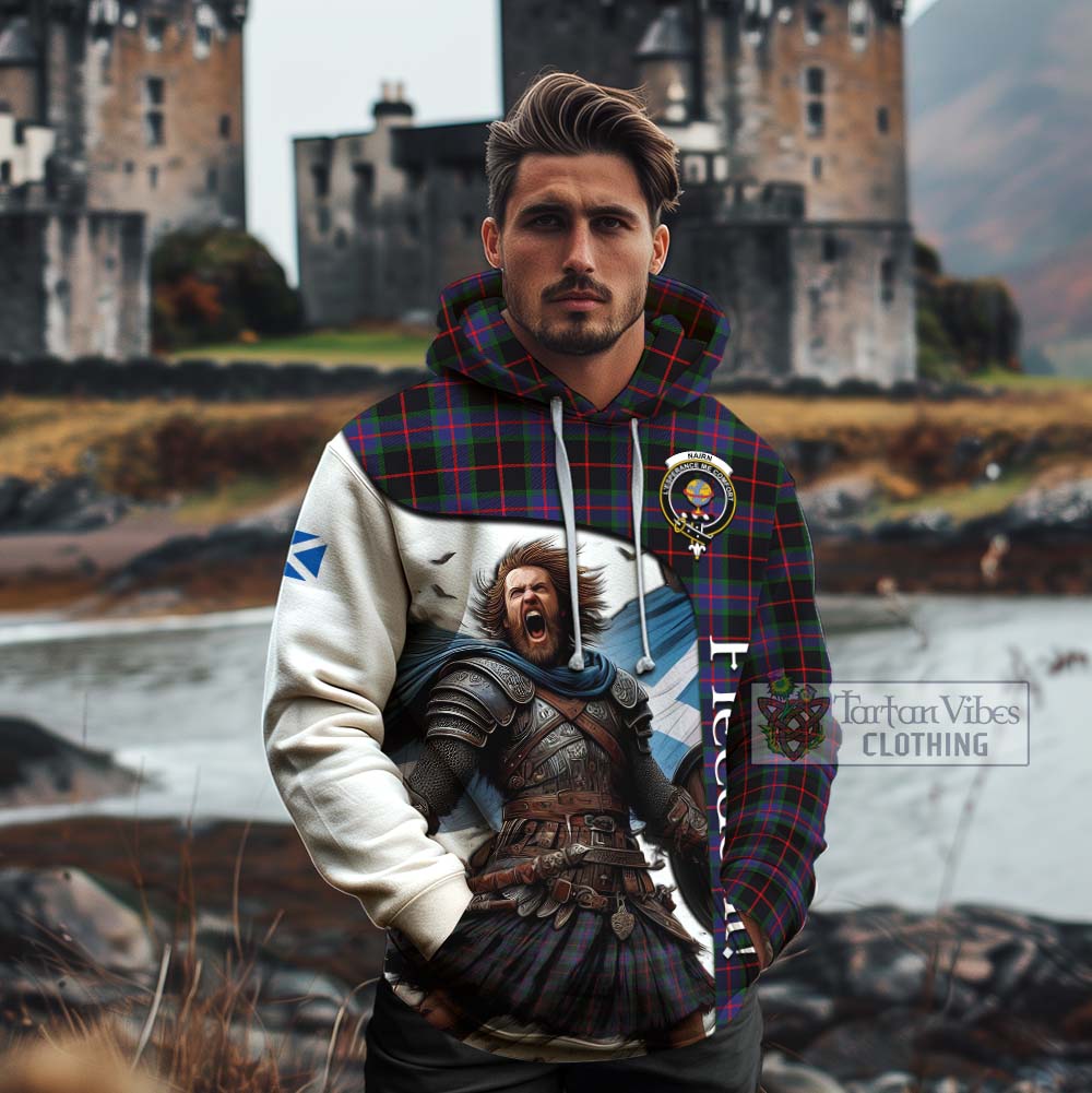 Tartan Vibes Clothing Nairn Crest Tartan Cotton Hoodie Inspired by the Freedom of Scottish Warrior