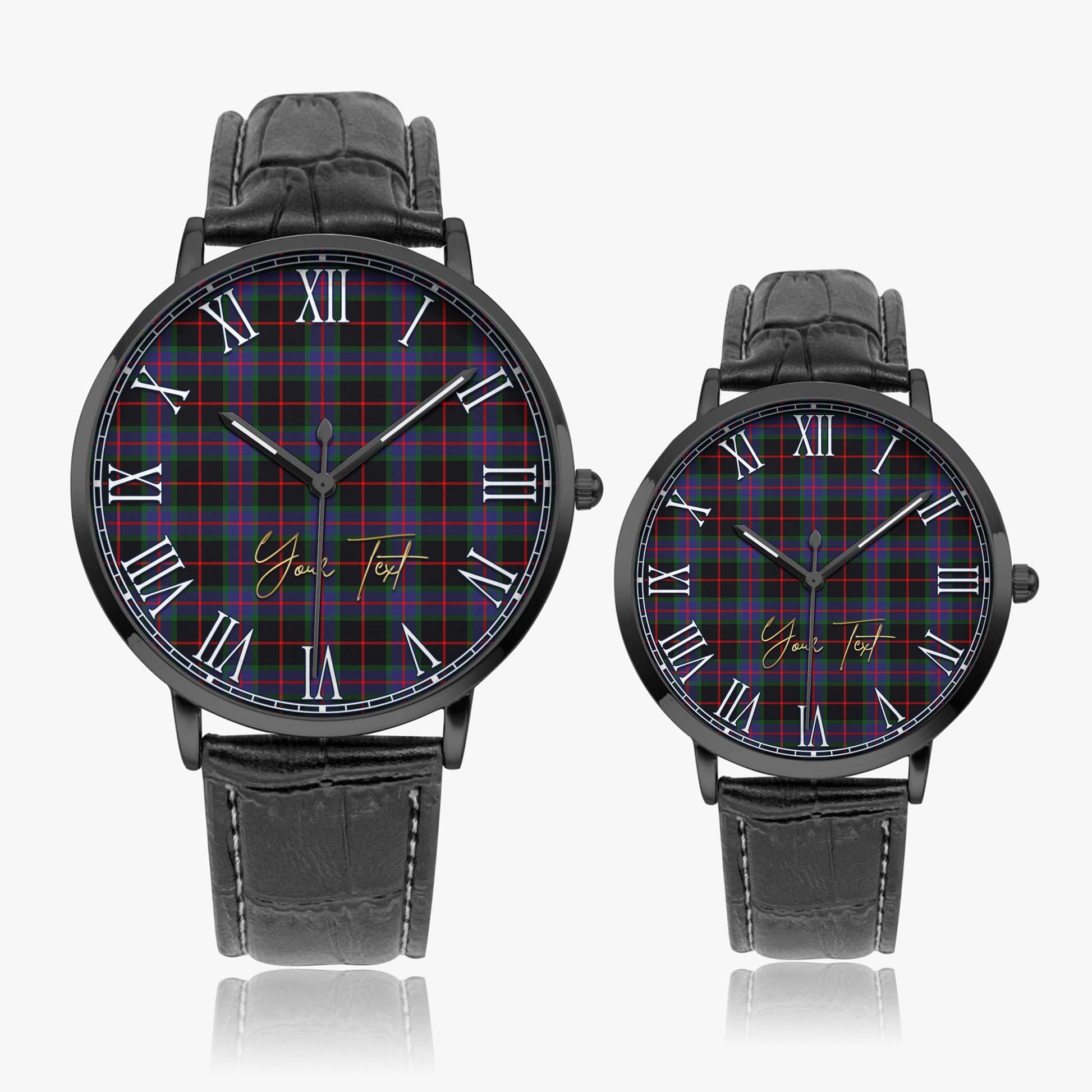 Nairn Tartan Personalized Your Text Leather Trap Quartz Watch - Tartan Vibes Clothing