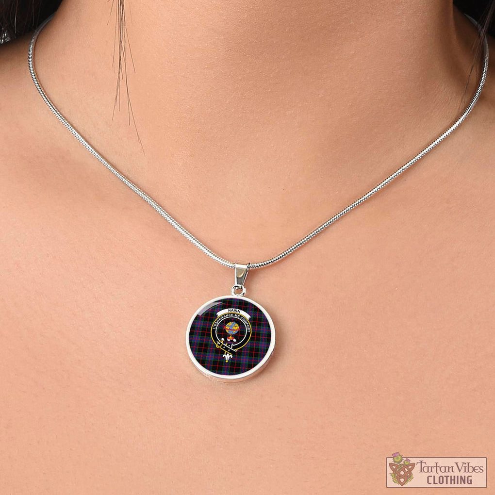 Nairn Tartan Circle Necklace with Family Crest - Tartan Vibes Clothing