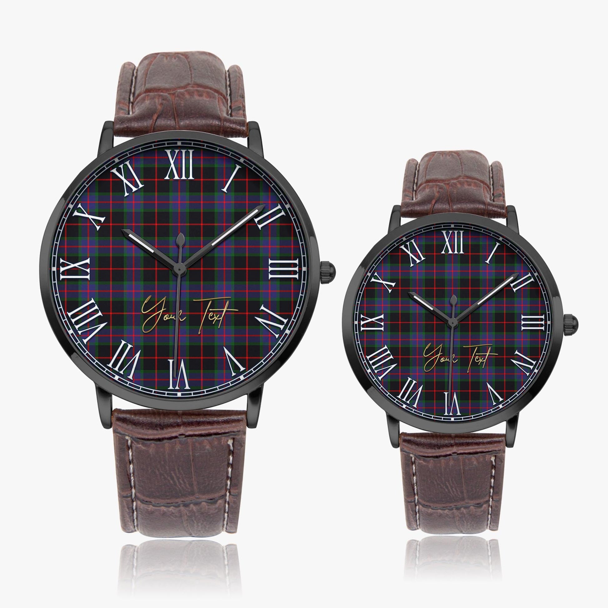 Nairn Tartan Personalized Your Text Leather Trap Quartz Watch - Tartan Vibes Clothing
