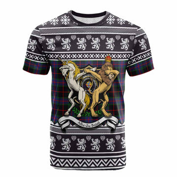 Nairn Clan Tartan Crest Christmas Cotton T-shirt Coat of Arms Funny Style