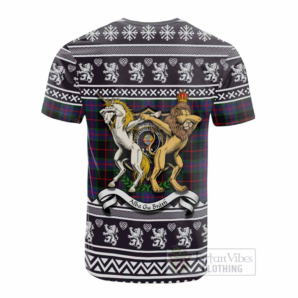 Nairn Clan Tartan Crest Christmas Cotton T-shirt Coat of Arms Funny Style - Tartan Vibes Clothing