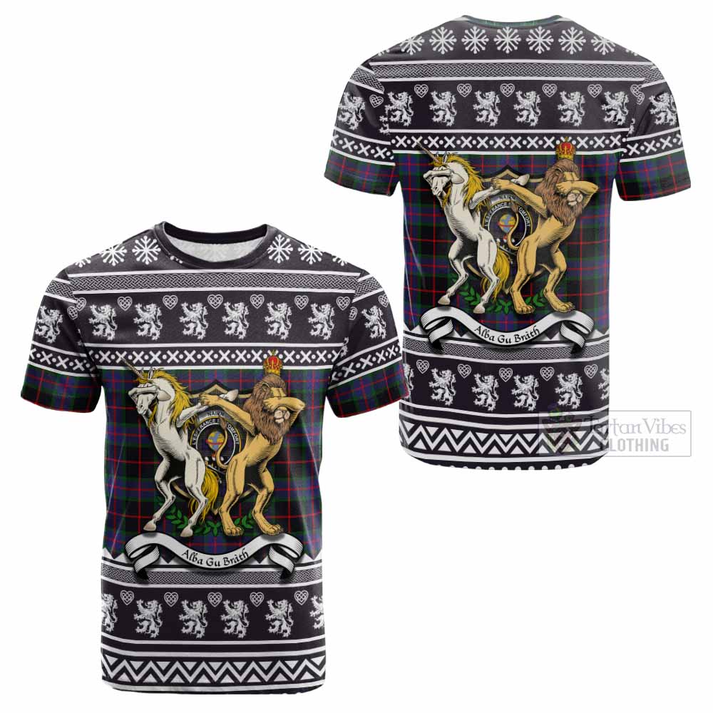 Nairn Clan Tartan Crest Christmas Cotton T-shirt Coat of Arms Funny Style - Tartan Vibes Clothing