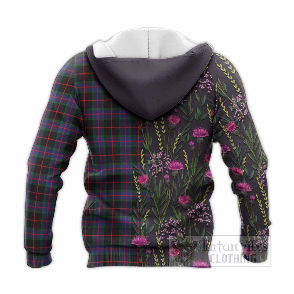 Nairn Family Crest Tartan Knitted Hoodie Scottish Thistle Flower Pattern Half Style - Tartan Vibes Clothing