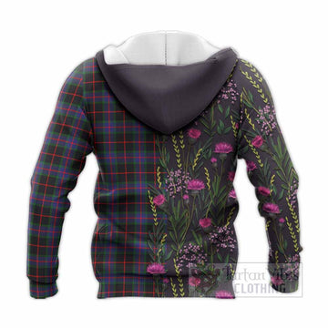 Nairn Family Crest Tartan Knitted Hoodie Scottish Thistle Flower Pattern Half Style - Tartan Vibes Clothing