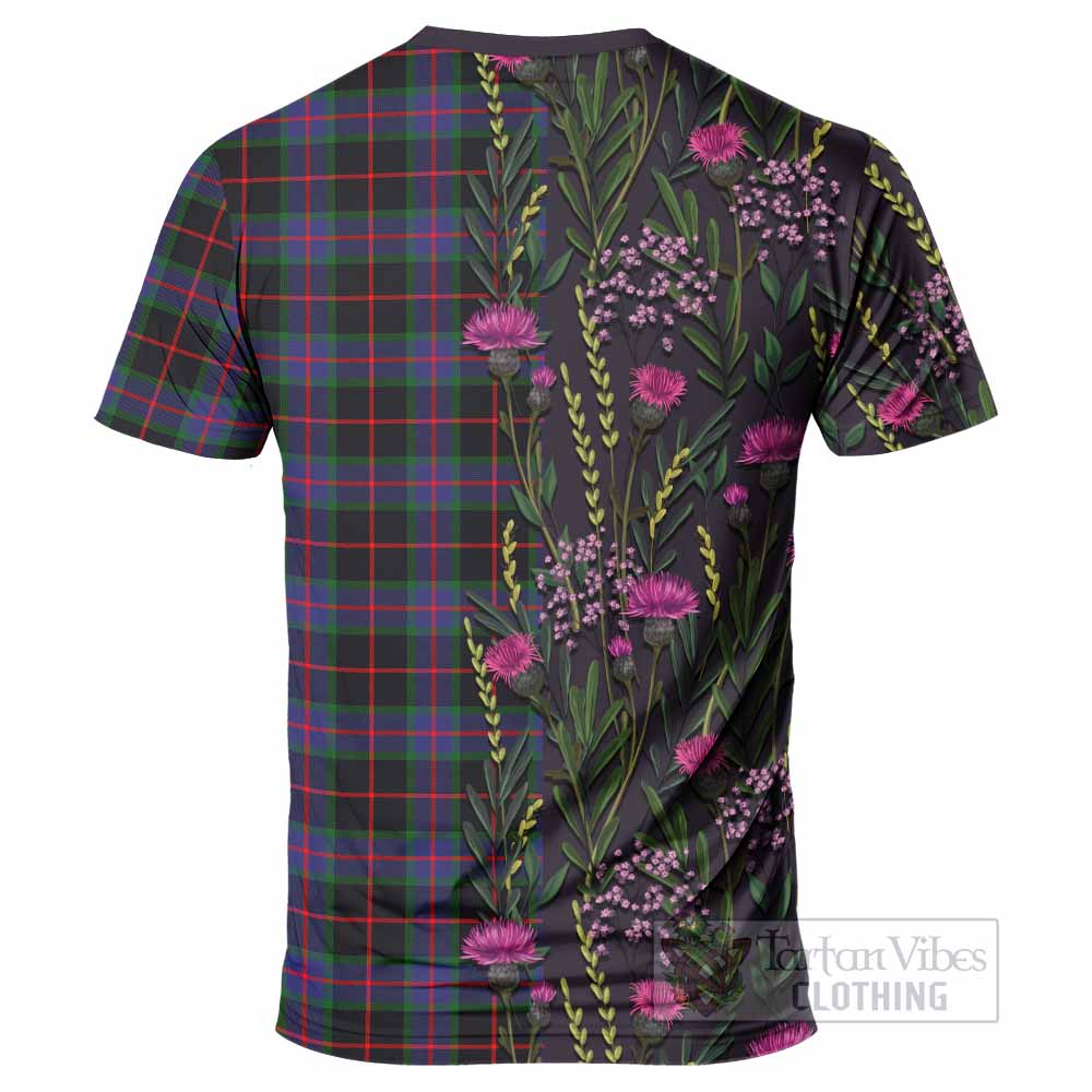 Nairn Family Crest Tartan T-Shirt Scottish Thistle Flower Pattern Half Style - Tartan Vibes Clothing