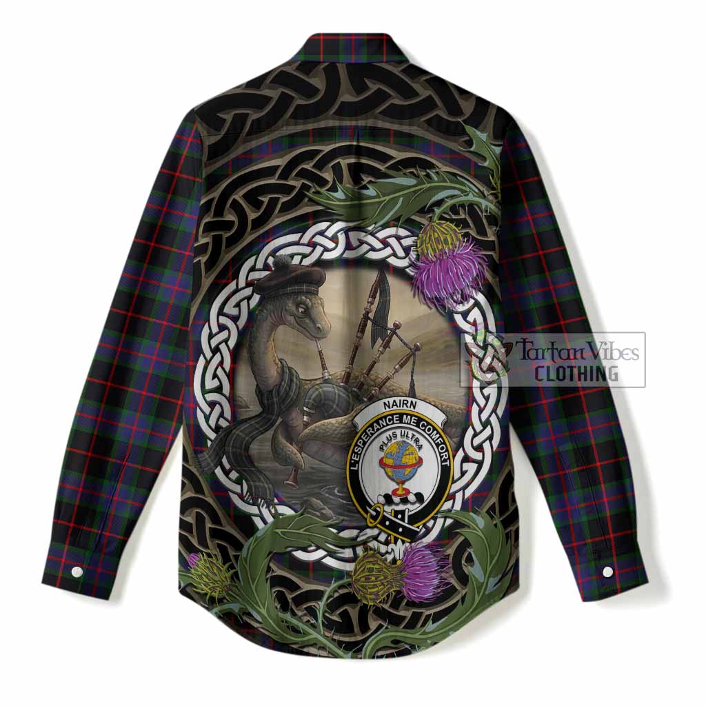 Nairn Tartan Crest Bagpipe Nessie Women Casual Shirt Scottish Loch Ness Monster Celtic Thistle