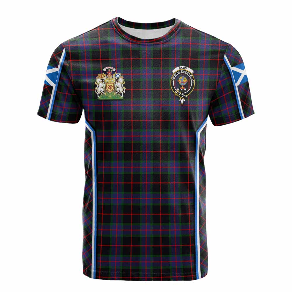 Nairn Tartan Crest Cotton T-shirt Scotland Coat of Arm Flag Style - Tartan Vibes Clothing