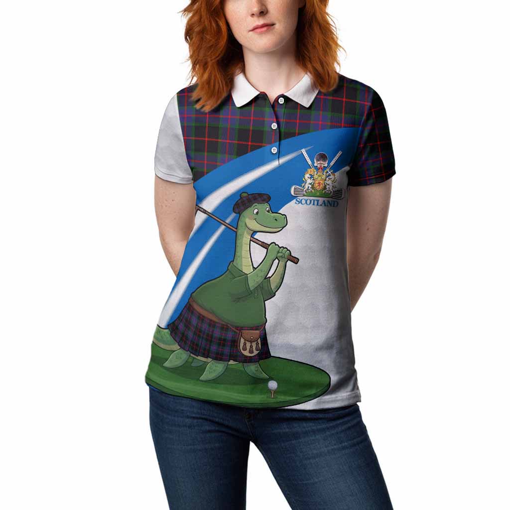Nairn Tartan Crest Golf Nessie Women Polo Shirt Loch Ness Monster Sporty Style