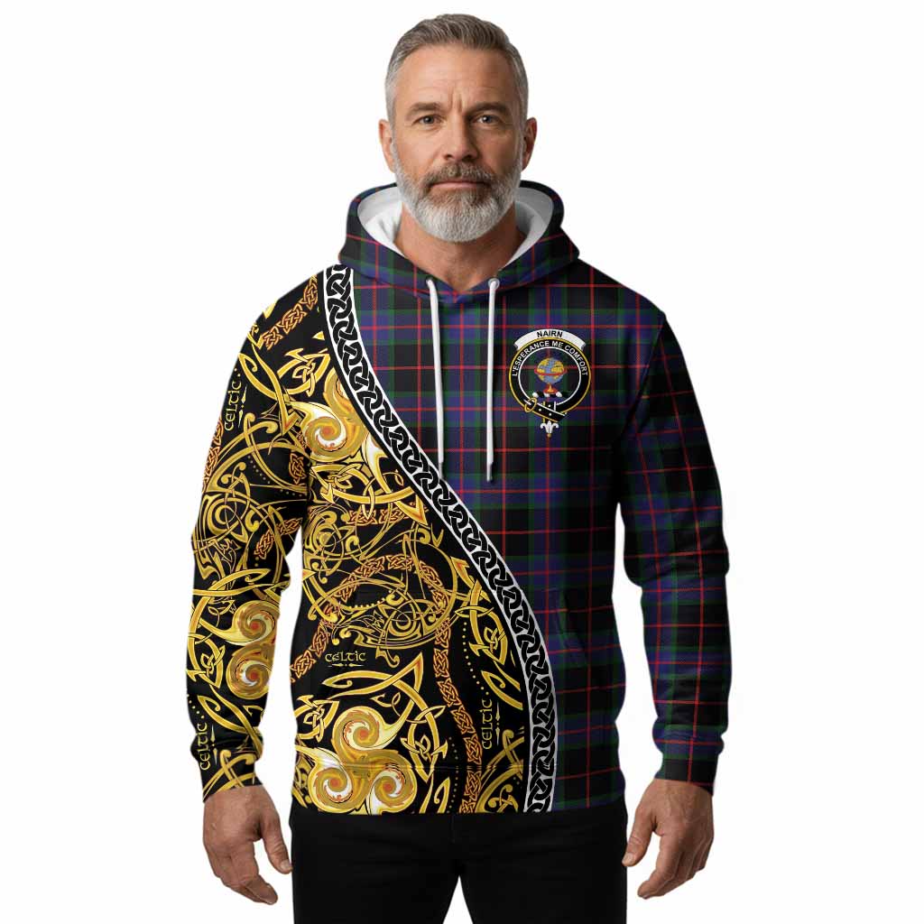 Nairn Tartan Crest Hoodie Celtic Knot and Triple Trickle Spiral Symbols