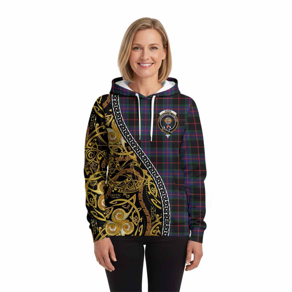 Nairn Tartan Crest Hoodie Celtic Knot and Triple Trickle Spiral Symbols