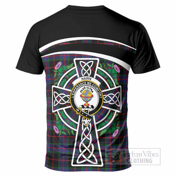 Nairn Tartan Crest T-Shirt Scottish Thistle Celtic Cross Alba Gu Brath